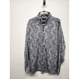 Coogi Luxe Men's Paisley Button Down Dress Shirt, Sz XXL (18/18.5) In Navy/Gray